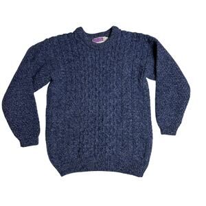 Highland Home Industries Sweater Women's Small Blue Cableknit Made in Scotland